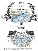 A4 Eau De Cologne Blue Decoupage Rice Paper AB 5366 - Decoupage Central