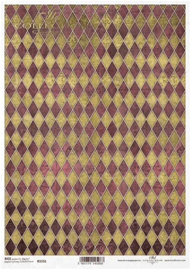 A4 Edgy Red and Gold Harlequin Design Background From ITD R1531 - Decoupage Central