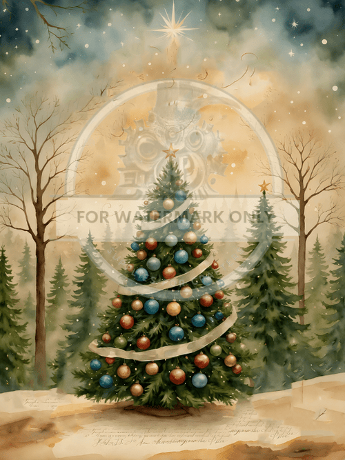 A4 Enchanted Evergreen Rice Paper DC800 - Decoupage Central