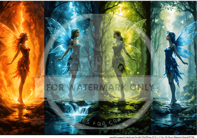 A4 Fairy Seasons Rice Paper DC704 - Decoupage Central