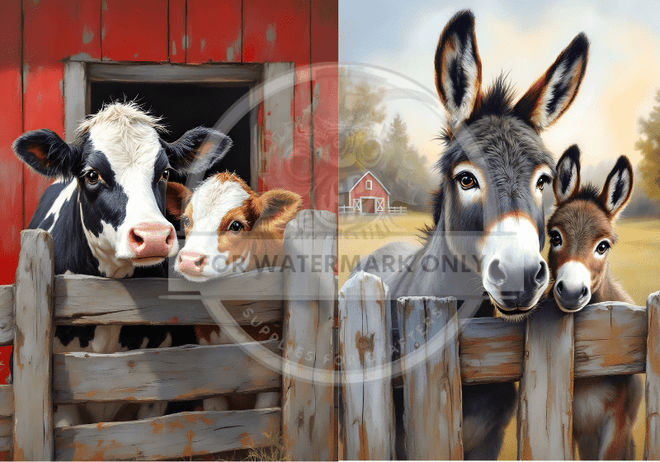 A4 Farm Friends Duo DC650 Rice Paper - Decoupage Central