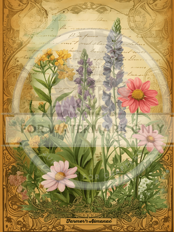 A4 Farmers Almanac Botanical Edition Rice Paper DC725 - Decoupage Central