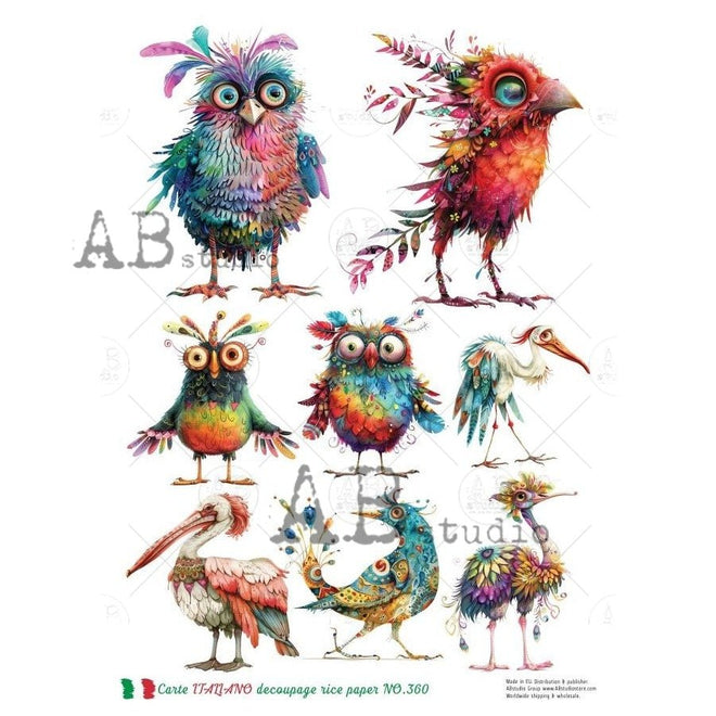 A4 Feathered Friends Multi Carte Italiano 360 - Decoupage Central