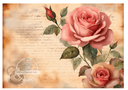A4 Floral On Parchment Duo Rice Paper DC174 - Decoupage Central
