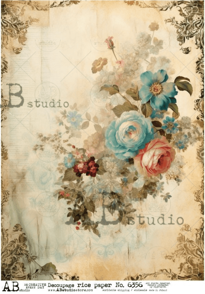 A4 Florentine Bouquet AB Studios 6356 - Decoupage Central
