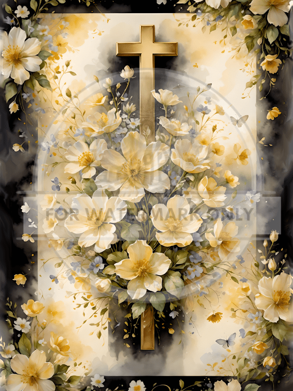 A4 Flower Cross Rice Paper DC607 - Decoupage Central