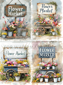 A4 Flower Market Quad Rice Paper DC726 - Decoupage Central