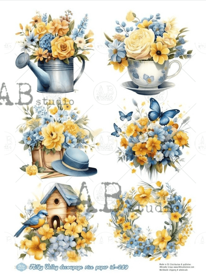 A4 Flower Medley Milky Valley ID289 - Decoupage Central