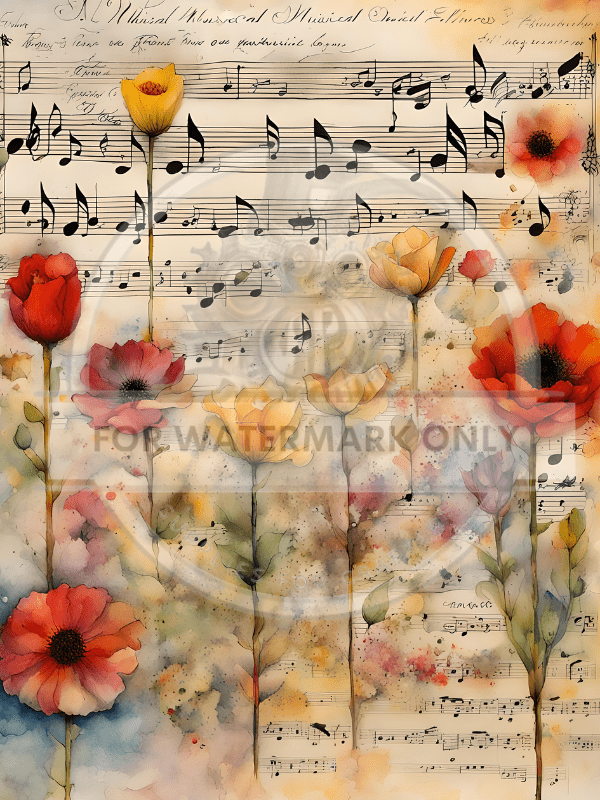 A4 Flower Melody Rice Paper DC601 - Decoupage Central