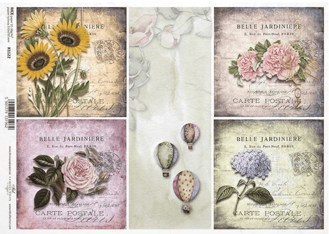 A4 Flowers and Balloons Background From ITD 11922 - Decoupage Central