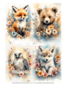A4 Forest Baby Wreaths Rice Paper DC445 - Decoupage Central