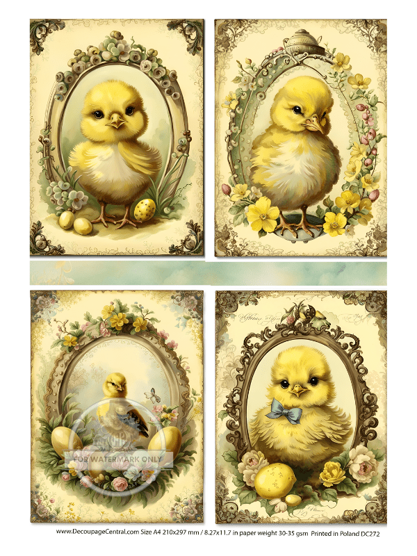 A4 Framed Chicks Multi Rice Paper DC 272 - Decoupage Central