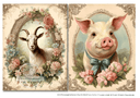 A4 Framed Pig and Goat Decoupage Rice Paper DC284 - Decoupage Central