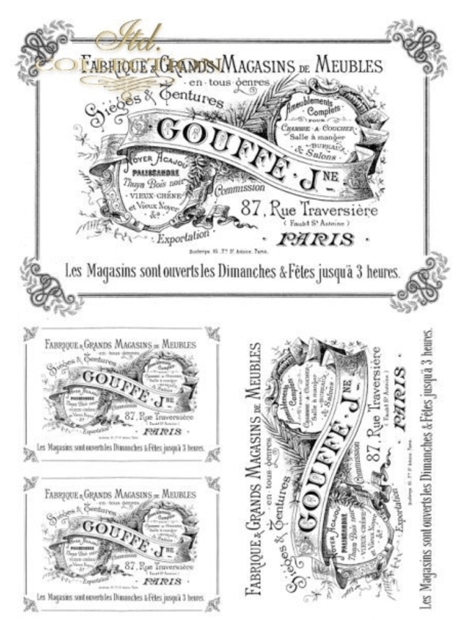 A4 French Label Collection Rice Paper for Decoupage and crafts, 0510 - Decoupage Central