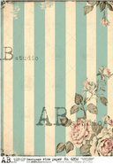 A4 French Market Floral Stripes Rice Paper Background AB Studios 6352 - Decoupage Central