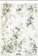 A4 Fresh Flowers on White Beadboard From ITD R2596 - Decoupage Central