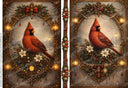 A4 Gilded Cardinal Christmas Panels Rice Paper DC981 - Decoupage Central