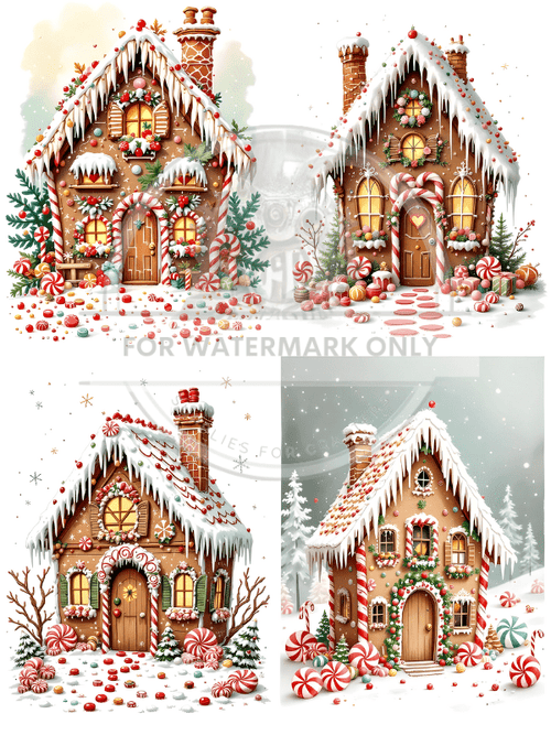 A4 Gingerbread Lane Quad Rice Paper DC807 - Decoupage Central