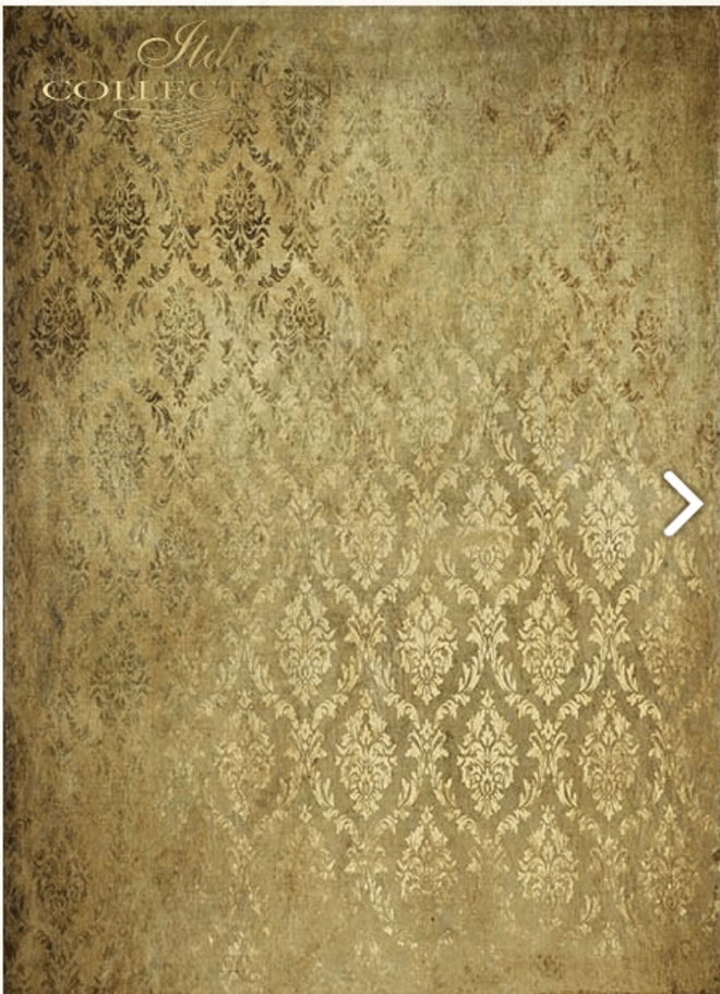A4 Gold Damask, ITD Rice Paper. 2100 - Decoupage Central