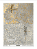 A4 Golden Dragonflies From ITD R2412 - Decoupage Central