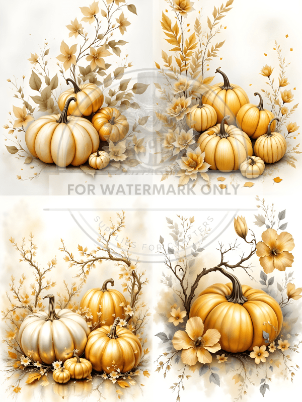 A4 Golden Pumpkin Bloom Rice Paper DC754 - Decoupage Central