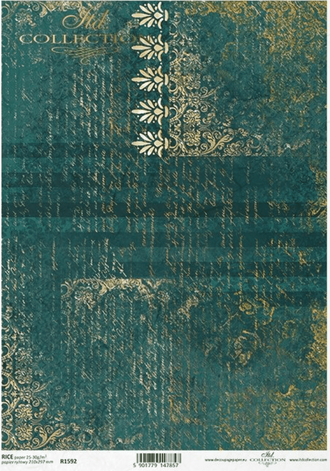 A4 Green and Gold Tapestry From ITD 1592 - Decoupage Central
