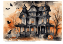 A4 Halloween Mansion Rice Paper DC462 - Decoupage Central