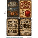 A4 Halloween Market Signs Milky Valley Rice Paper ID 1315 - Decoupage Central
