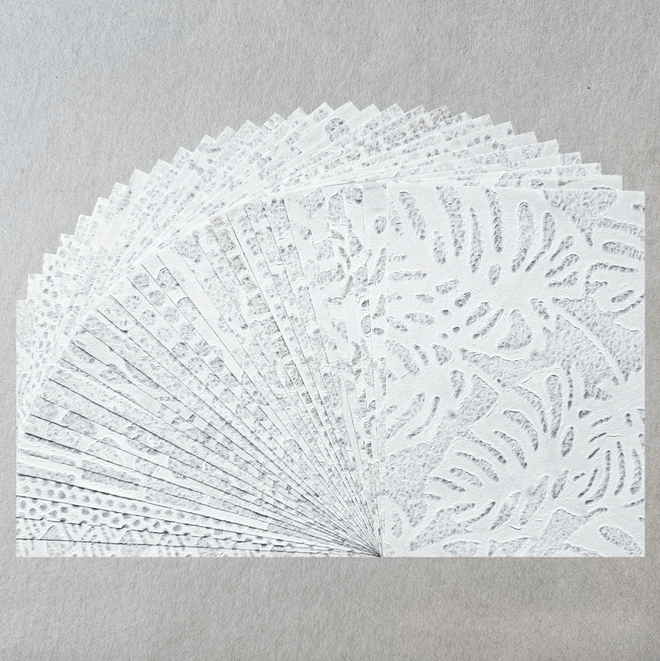 A4 Handmade Lace Kozo Paper Pack, 30 Sheets, 15 Designs - Decoupage Central
