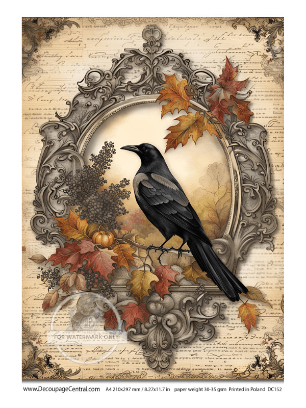 A4 Harvest Crow Rice Paper DC152 - Decoupage Central