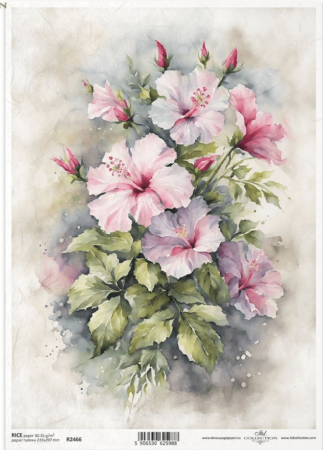 A4 Hibiscus ITD Collection Decoupage Paper R2466 - Decoupage Central