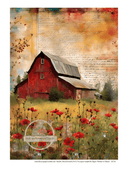 A4 Hill Country Barn Rice Paper DC512 - Decoupage Central