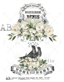 A4 Home Sweet Home French Label Decoupage Rice Paper AB 5372 - Decoupage Central