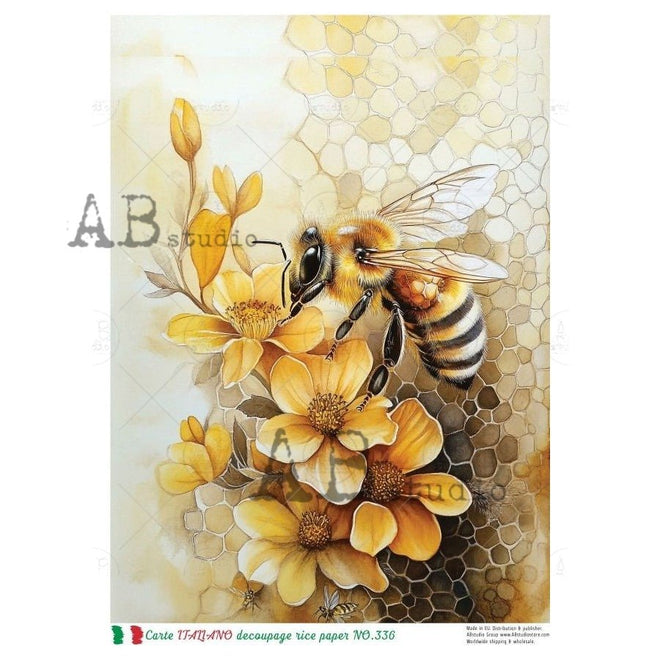 A4 Honey Bee Glow up Carte Italiano 336 - Decoupage Central