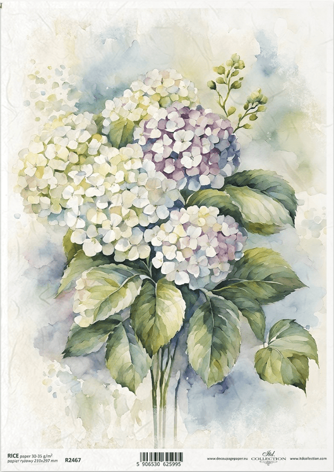 A4 Hydrangea ITD Collection Decoupage Paper R2467 - Decoupage Central