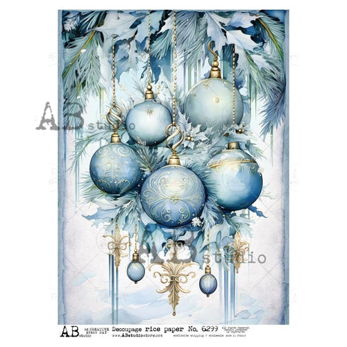 A4 Blue Christmas Ornaments AB Studios 6299