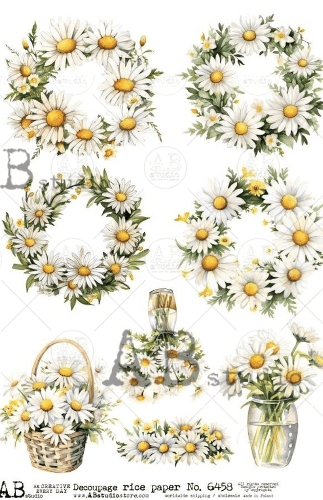 A4 Just Daisy Multi AB Studios 6458 - Decoupage Central