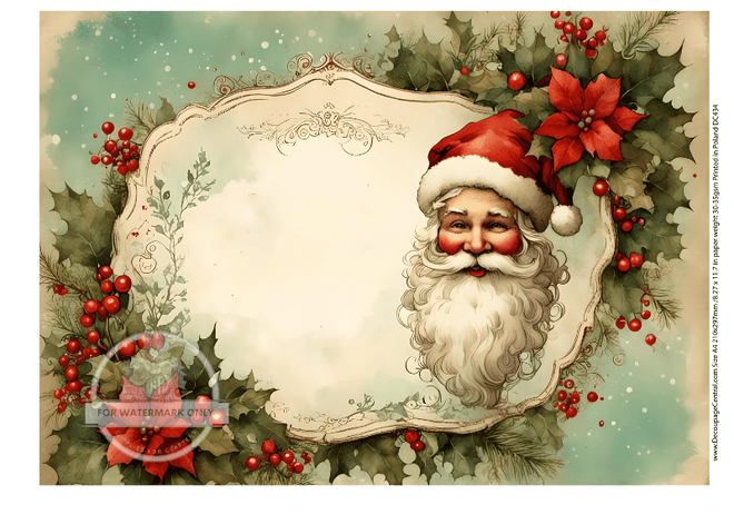 A4 Label Santa Rice Paper DC434 - Decoupage Central