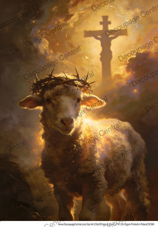 A4 Lamb of Redemption Rice Paper DC940 - Decoupage Central