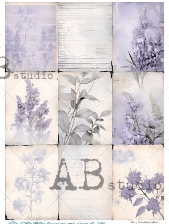 A4 Lavender Squares Milky Valley ID182 - Decoupage Central