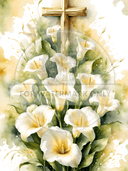 A4 Lily Cross Rice Paper DC611 - Decoupage Central
