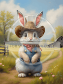 A4 Little Farm Bunny Rice Paper DC614 - Decoupage Central