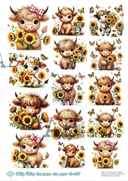 A4 Little Highland Cow Multi Milky Valley ID555 - Decoupage Central