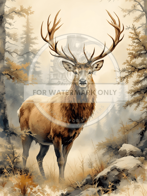 A4 Lone Stag of the Forest Rice Paper DC745 - Decoupage Central