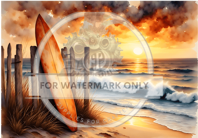 A4 Longboard Summer Rice Paper DC686 - Decoupage Central