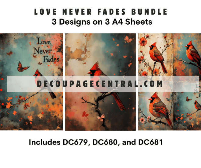 A4 Love Never Fades Bundle: 3 sheets in one click! - Decoupage Central