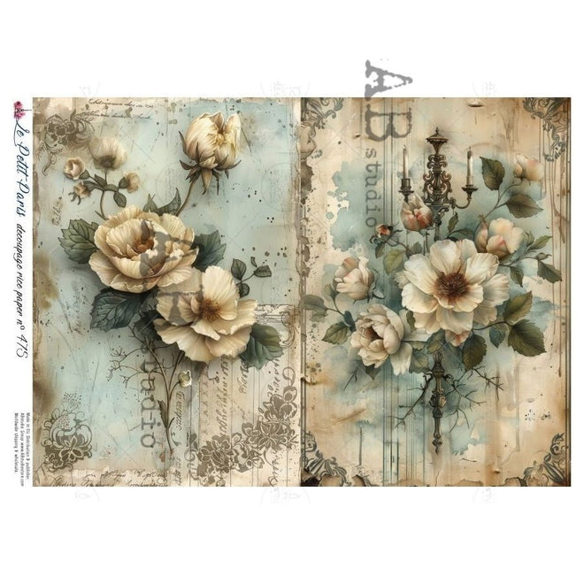 A4 LPP 475 French Peonies Multi Rice Paper - Decoupage Central