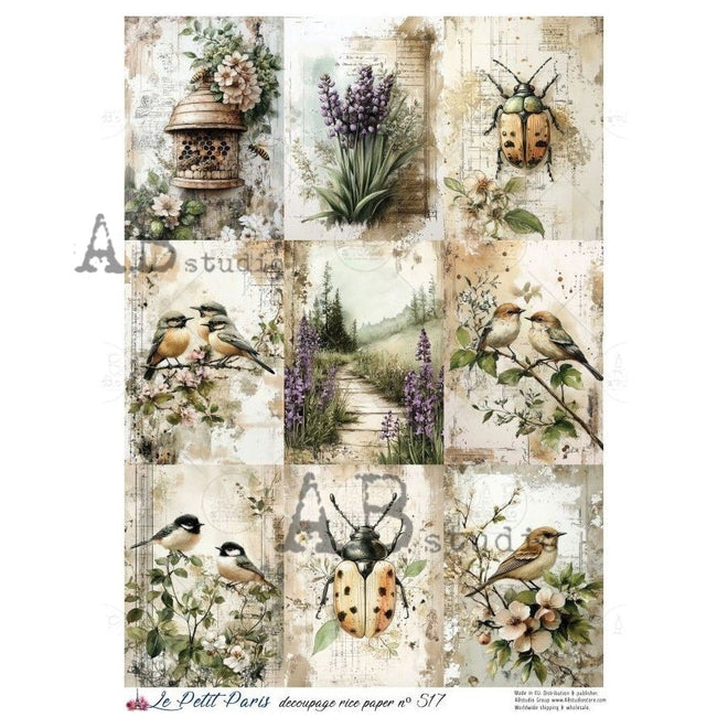 A4 LPP 517 Organic Garden Multi Rice Paper - Decoupage Central