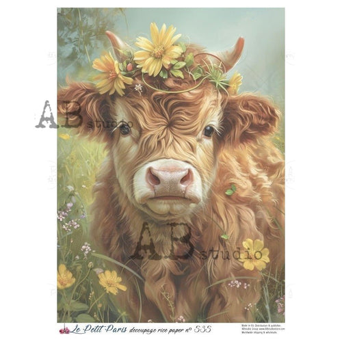 A4 LPP 535 Bonny Highland Cow Rice Paper - Decoupage Central