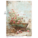 A4 LPP 625 Rose - Filled Wheelbarrow Rice Paper - Decoupage Central